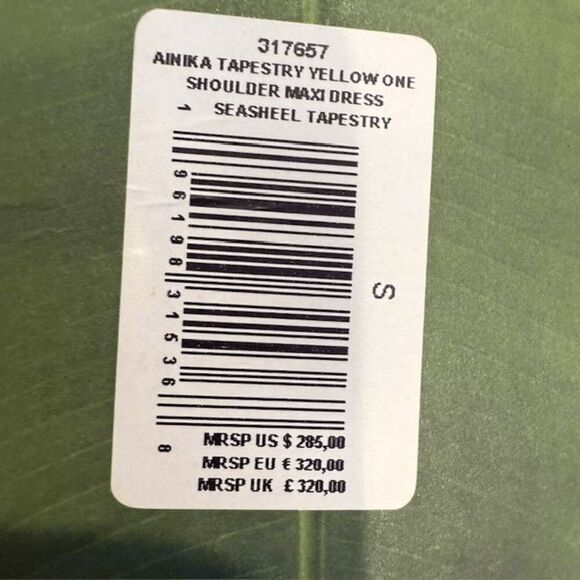 NWT Farm Rio Ainika Tapestry Yellow One Shoulder Maxi Dress Seashell Size Small - Picture 10 of 16